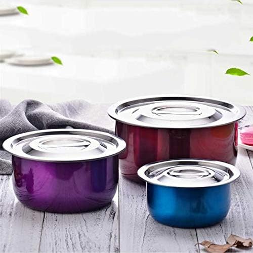Stainless Steel Pot Cookware Sets 3pcs / Sets Conditioning Pot Colorful Cooking Basin Set Home Wash Basin Kitchen Bar Supplies