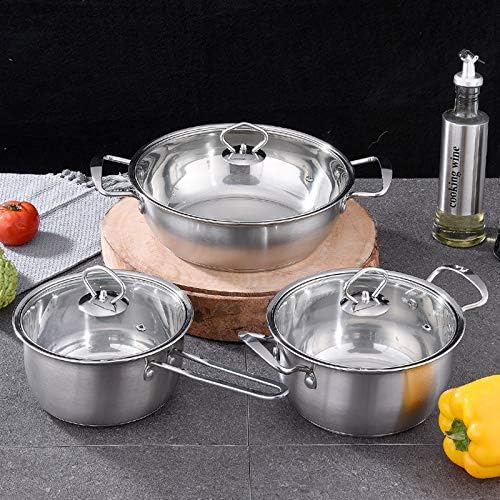 Cookware Set with Glass Lid Induction Bottom Stainless Steel Body Saucepan