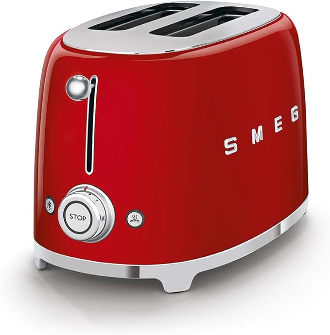 Smeg Retro Drip Coffee Machine and 2-Slice Toaster Bundle… (Red)