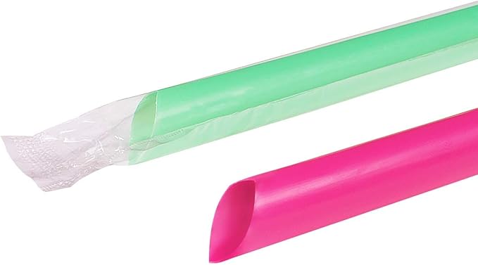 Karat [1600 ct] 9 Boba Straws (10mm Diameter) Individually Wrapped Assorted Solid Colors (C9060s)