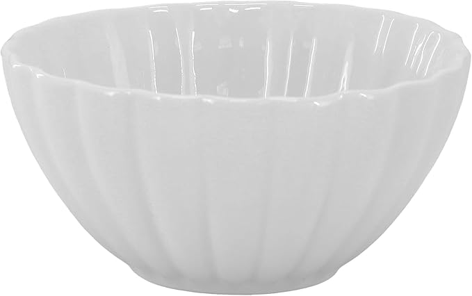 16-Piece Porcelain Dinnerware Set with Scalloped Rim – White Plates and Bowls for 4 Elegant Double Bowl Tableware Microwave &amp Dishwasher Safe