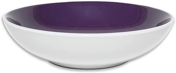 Stoneware Coupe Shape 12pc Dinnerware Set Outside White + Inside Purple