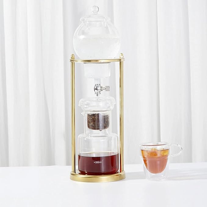 Beverage Equipment Creative Cold Brew Coffee Maker Modern Siphon Coffee Maker with Stainless Steel Rack High Translucent Glass Coffee Maker Siphon Coffee Maker Gold-