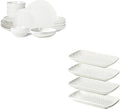 Sureasy Dinnerware Sets 16-piece + 8 inch Rectangular Salad Plates Set of 4 White
