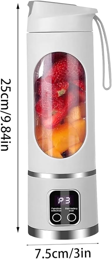 Digital Display Juicer Blender 450ml - Portable Personal Blender with Smart LED Mini Electric Juice Cup Leak-Proof for Smoothies Milkshakes (Purple)