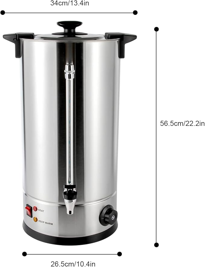 Coffee Maker Premium Commercial Coffee Machine Large Stainless Steel Catering Hot Water Boiler Tea Urn For Cafes Buffets Offices Hotels Kindergartens Outdoor Tea Houses Camping (25L)