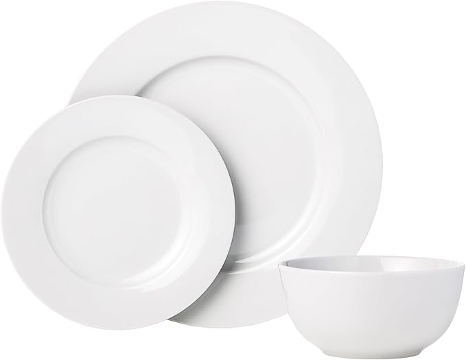 White Serving Dishes Kitchen Dinnerware Set Microwave and Dishwasher Safe Plates Bowls