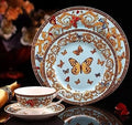 Dinnerware Sets - Luxury Dishes Service Set Ceramic Tableware Set Phnom Penh Dark Green Blue with Handle Multi-Size Plate Bowl Dish Household Kitchen SuppliesB