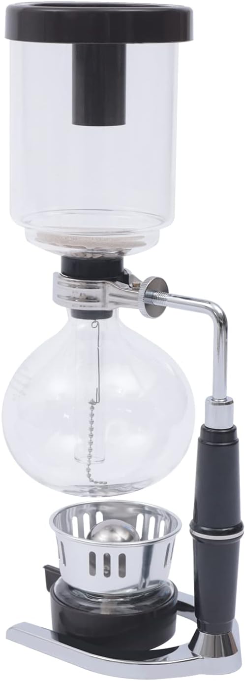 DYNAMI Siphon Coffee Maker500ml/0.13Gal Vacuum Coffee Brewer with Stainless Steel Base &amp Glass Potfor Home Barista Use