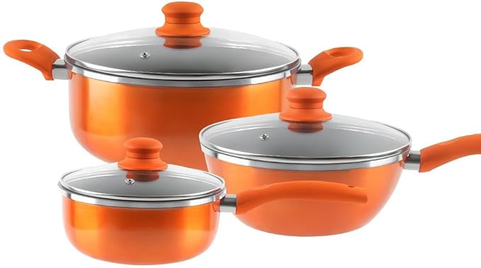 Nonstick pan pan set wok soup milk pot 3 piece set orange