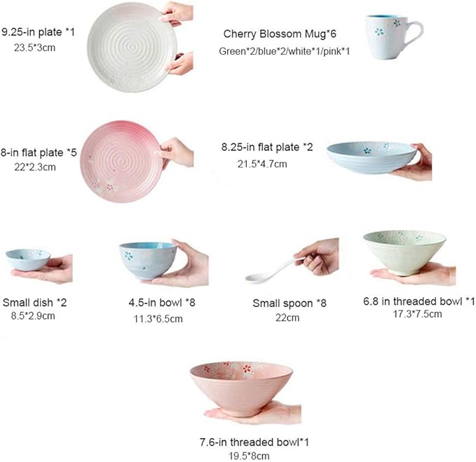 Ceramics Dinnerware Set with 34 PiecesBowl/Dish/Spoon|Dinner SetsCherry Blossom Pattern Porcelain Combination Set