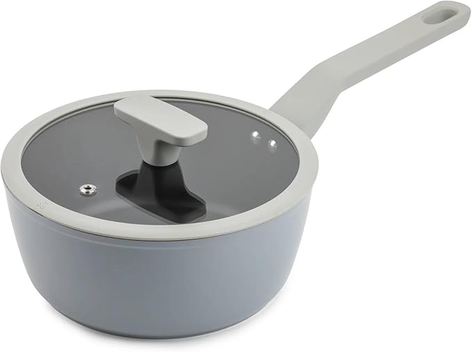 Non-Stick Cookware Set Heavy-Gauge Aluminum Pots and Pans with Fry Pans Saucepans Stock Pot &amp Cookware Protectors – Cool Grey Kitchen 12-Piece Set