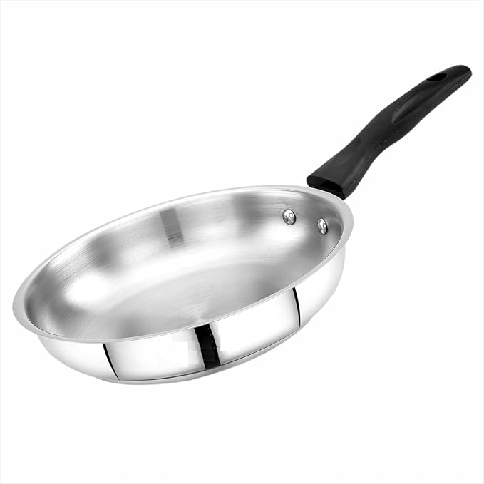 Classic Stainless Steel Cookware 5 Pcs Set|Fry Pan 22Cm(1.4L)|Kadai 22Cm(2.2L)|Saucepan 16Cm(1.6L) with Steel Lids|Induction BaseTriply Bottom|EvenFast Cooking with Less OilSilver
