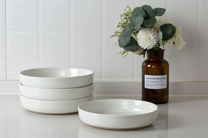 famiware 16 Pieces Plates and Bowls Dinnerware Sets for 4 White