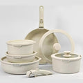 17pcs Non-stick Pots and Pans Set Aluminum Saucepan Frying Pan Milk pot Cookware Set Removable Handle Universal stove
