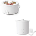Rice Cooker 2 Cup Uncooked with 4 Cooking Functions&amp Olayks Hot Pot Electric 3L Portable Electric Pot with Ceramic Non-stick Coating for Steak Pasta