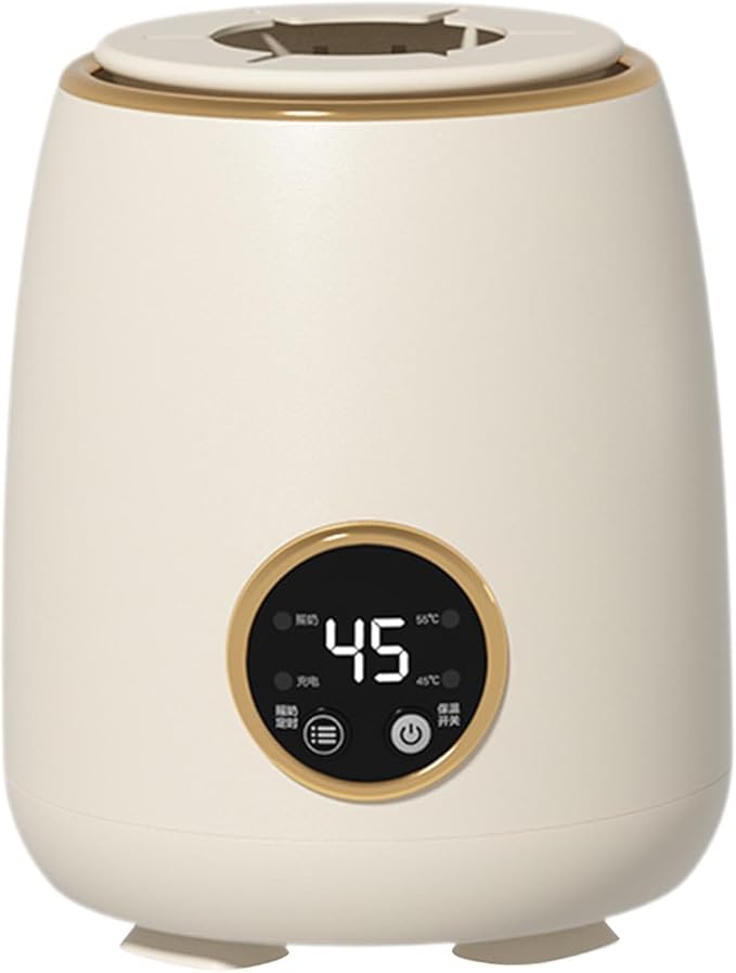 Electric Milk Bottle Shaker with LED Display Portable Adjustable Milk Blender for Night Shopping Camping Daily Use White(Cream Yellow)
