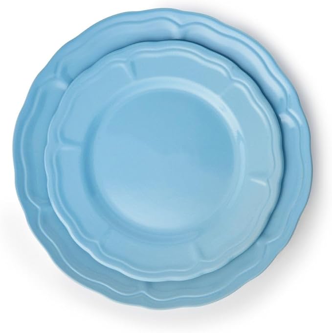Godinger Madison Blue Stoneware 12-Piece Dinnerware Set – Classic Glazed Plates and Bowls Service for 4 Microwave &amp Dishwasher Safe