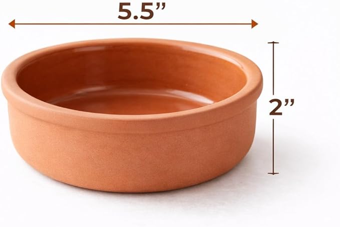 Mexican Clay Cookware Set of 4 (5.5 inch) – Terracotta Cazuelas Cocina Mexicana Spanish Earthenware Pots for Baking Yogurt Kheer Meat Vegetables Turkish &amp Mediterranean Cuisine