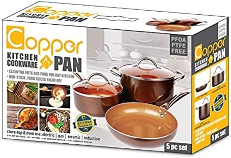 Copper Cookware Set 5-Piece Luxury Ceramic Induction Non-Stick