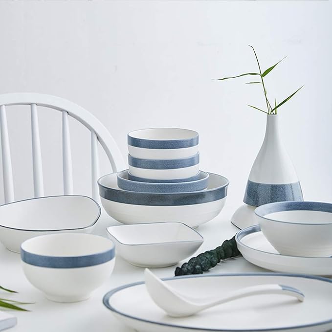 Dinner SetDinnerware Set 46 Piece Nordic Minimalist Style Ceramics Dinner Set - Bowl/Dish/SpoonPorcelain Combination Set for Restaurant Microwave