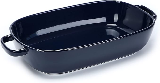 6 Quart Large Rectangular Baking Dish 16x11 Inches Ceramic Baking Pan Casserole Dish for CookingKitchen and Daily Use Safe for Oven Microwave Refrigerator Disinfection Cabinet and DishwasherBlue