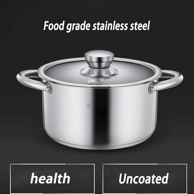 3Pc Pan Sets - Stainless Steel Frying Pan and Saucepan Set with Lids Stay Cool HandlesSuitable for A Variety of Stoves Including Induction Cookers Saucepan