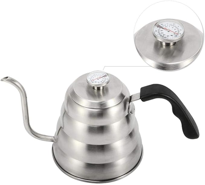 Coffee Press Stainless Steel Pour Over Coffee Water Kettle Thermometer Gooseneck Tea Pot Coffee Maker with Insulated Handle Pots