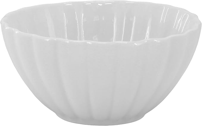 Elama Jane 16 Piece Scalloped Double Bowl Porcelain White Dinnerware Set Serveware Tableware Bowls Plate Set (Jane)