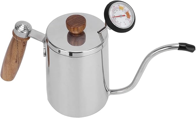 ZJchao Pour Over Coffee Maker Pot Set Coffee Making Kit with Container Funnel Filter Papers and Thermometer for Coffee Lovers Household Hand Brewing Accessory (Stainless steel