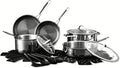 16-Piece Non-Stick Cookware and Utensil Set Multi-Layer Construction Metal-Utensil-Safe Pots and Pans for Everyday Cooking