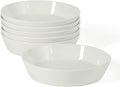 Martha Stewart Selma 6-Piece 41oz 8 Inch Large Pasta Bowls Porcelain Ceramic Chip and Scratch Resistant Shallow Salad Bowl Serving Bowls Soup Bowls Set Dishwasher &amp Microwave Safe White