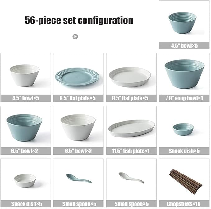 Stylish Dinner PlatesCeramics Dinner Sets 56 Pieces Nordic Style Series Porcelain Dinnerware Combination Set | Plates and Cereals Bowls Sets for Wedding Gifts and Famil