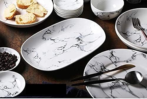 Dinnerware Sets - Luxury Dishes Service Set 44 Pieces Ceramic Tableware Set Marble Pattern Bowl Fish Plate Soup Pot Set Bowl Plate Dish Tableware Service for