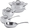 Oster Derrick 7-Piece Stainless Steel Cookware Set with Tempered Glass Lids Semi Polished