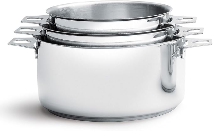 Twisty Set of Three Pans Without Handle 24.99 x 23.19 x 16 cm Silver