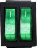 KCD8-212N Rocker Switch Dual 2 Gears 6 Feet Rice/Hot Pot Electric Baking Pan Electric Heater Oil Heater with Light Power Switch(Double Green)