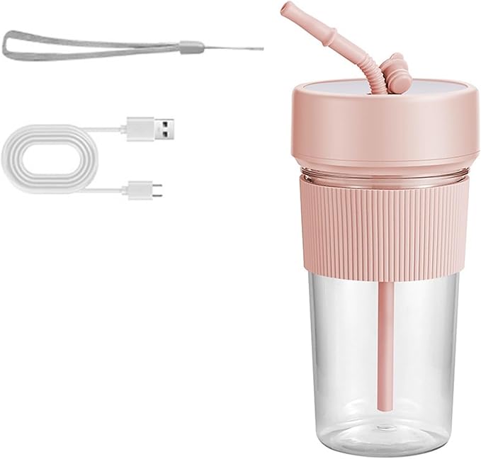 Portable Blender with Straw 350ML Rechargeable Juicer Cup with 6 Blades &amp Type-C Charging for Travel/Home (Green)