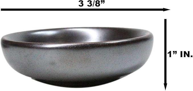 Ebros Gift Iron Black Clay Underglaze Technique Tetsu Kesho Porcelain Collection Dinnerware Serveware Kitchen Set Asian Japanese Restaurant Supply (Pack Of 6 Round Condiment Sauce Dishes 1.5oz)