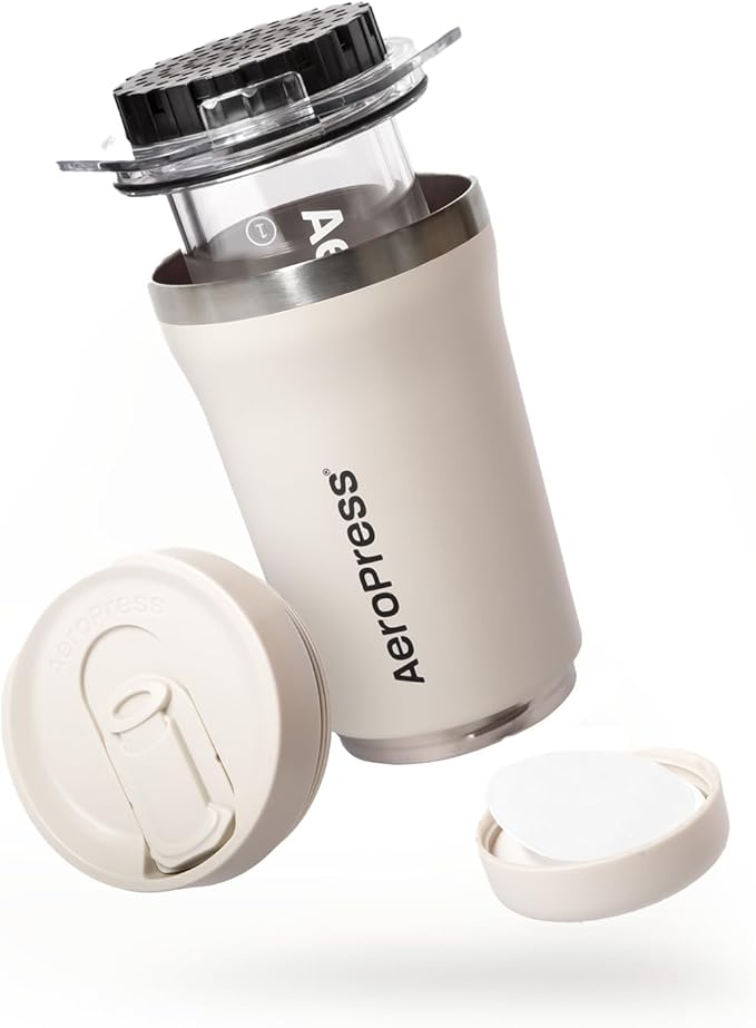 AeroPress Go Plus Small Portable Coffee Maker Kit Travel Camping &amp Office All-in-One French Press Pour-Over &amp Espresso Style Manual Brewer 2 Min Brew for Less Bitterness More Flavor Cr
