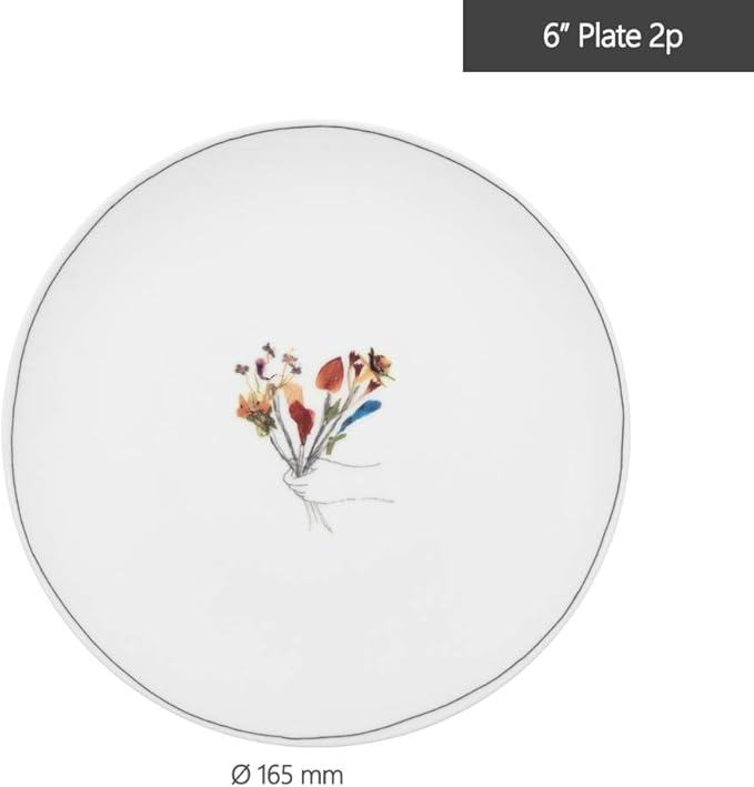 Hankook Chinaware Bouquet of Flowers Dining Set for 4 Dinnerware Korean Fine Bone-China Dojagi