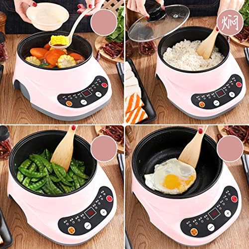 Multicooker Smart Electric Hot Pot Multi-Function Cooking Frying Pan Household Non-Stick Dormitory Rice Cooker Porridge Steamer (Color : Pinkdoublelayer Size : 24cmindiameter)
