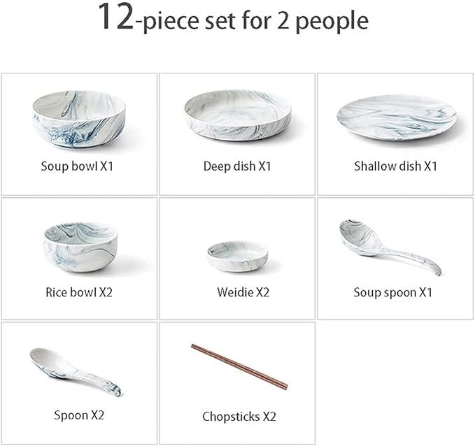 Ceramic Dinnerware SetsCreative Plate and Bowl SetMarble Pattern Kitchen Kitchen Plate SetDishwasher Microwave Safe24610 Dishware Sets12Pc (Marble 12Pcs)