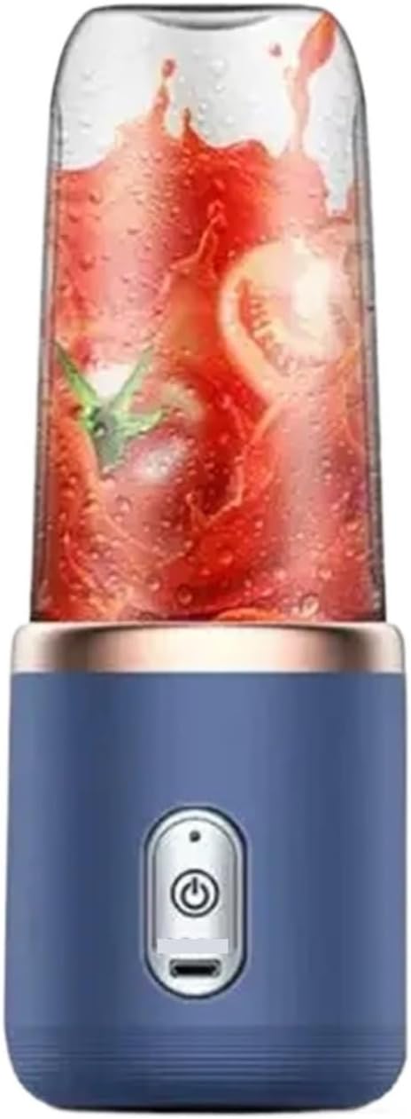 6 Blades Electric Juicer Cup 2 Cups Compatible For Travel Portable Mixer Usb Charge Fresh Fruit Juice Personal Blender Smoothie(Blue with 2 Cups)