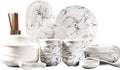 Dinnerware Sets - Luxury Dishes Service Set 44 Pieces Ceramic Tableware Set Marble Pattern Bowl Fish Plate Soup Pot Set Bowl Plate Dish Tableware Service for