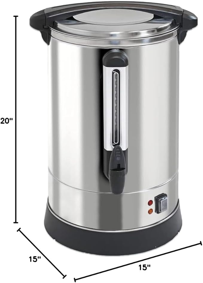 100-Cup XL Commercial Coffee Urn | Stainless Steel Coffee Maker Hot Beverage Dispenser for Catering &amp Events | Extra Large Commercial Size Coffee Brewer Broiler