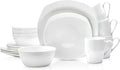 Stone Lain Bone China Soft Square 16 Piece Dinnerware Set White