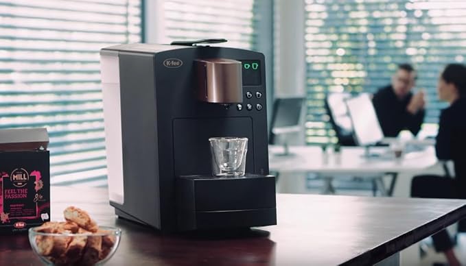 K-FEE® Grande Single Serve Coffee Espresso &amp Milk Machine (Black/Copper) | Compatible with Starbucks Verismo* | 4 Programmable Drink Settings | Coffee Maker