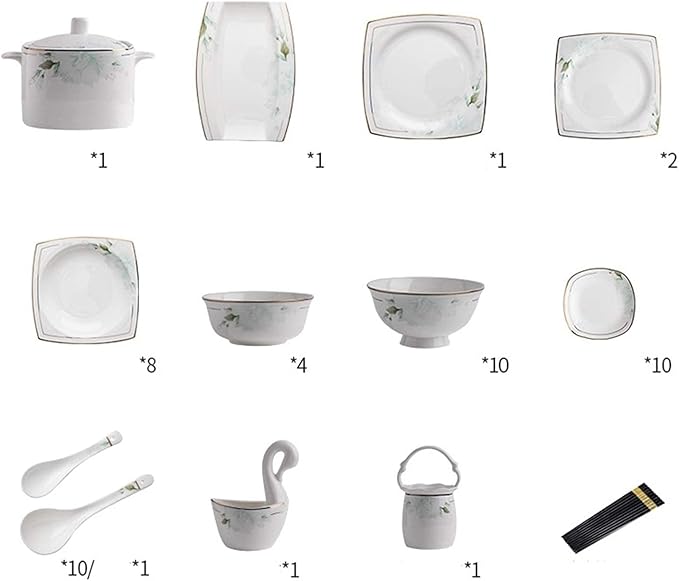Dinnerware Set Nordic Phnom Penh Soup Pot/Plates Ceramic Plates and Sets for Restaurant and Wedding Gifts/Bone China Dinner Set