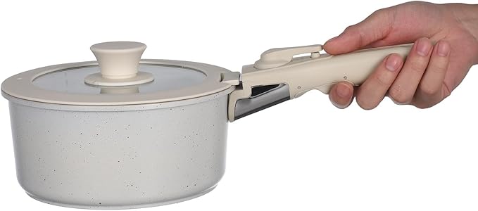 DECHOUS 1 Set Ceramic Cookware Set: Nonstick Pots and Pans Stock/Sauce Pot with Detachable Handle for Cooking - Kitchen Cookware Stackable Oven &amp Dishwasher Safe